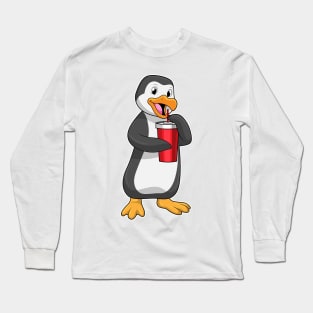 Penguin with Drinking cup with Straw Long Sleeve T-Shirt